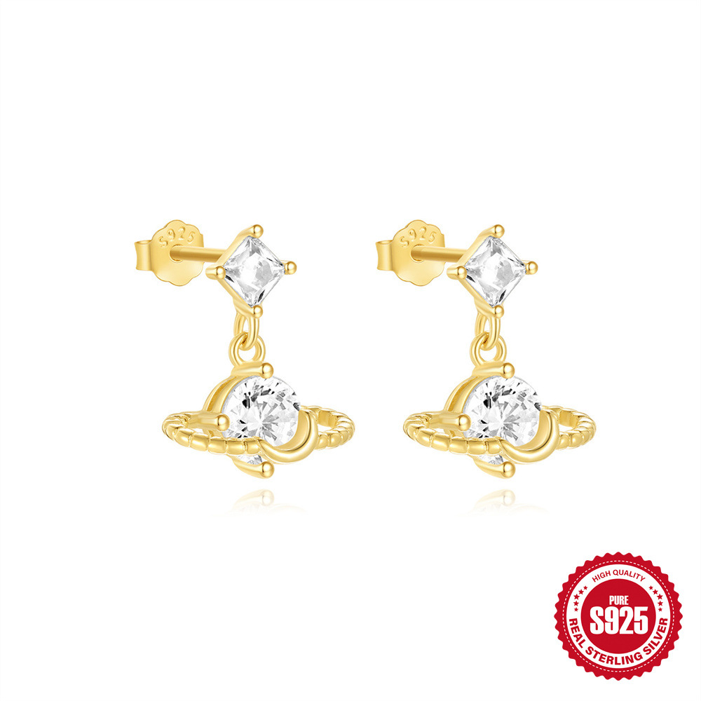 Pendientes de diseño pequeño y exquisito de plata de ley S925, lazo, perla, aretes de ambiente premium de otoño