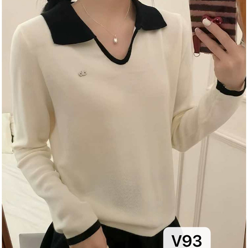 韩系减龄学院风针织衫撞色Polo领简约时尚百搭上衣女装毛织衫工厂|undefined