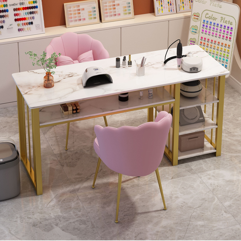 Manicure Table with Table and Chairs Modern Simple Single and Double Manicure Table Popular Nail Salon Salon Furniture Nail Table
