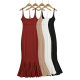 Step by Step Lotus Black Design Backless dress Summer Knitted Fishtail Skirt Slip Skirt Holiday Style Beach Long Skirt