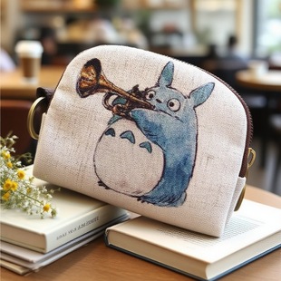 New cotton and linen printed cartoon change key case coin bag small wallet key storage bag