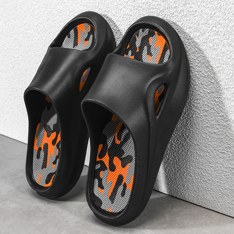 Zapatillas de verano para hombres pisar mierda sensación de fondo grueso elevación fuera del baño Eva zapatillas de verano un agente de pelo