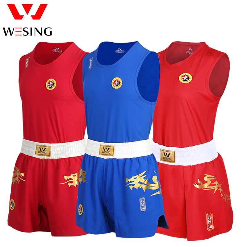 Jiurishan Sanda Uniforms for Men and Women Competition Martial Arts Sanda Training Clothing Dragon Pattern Shorts Boxing Uniforms Muay Thai Performance Uniforms