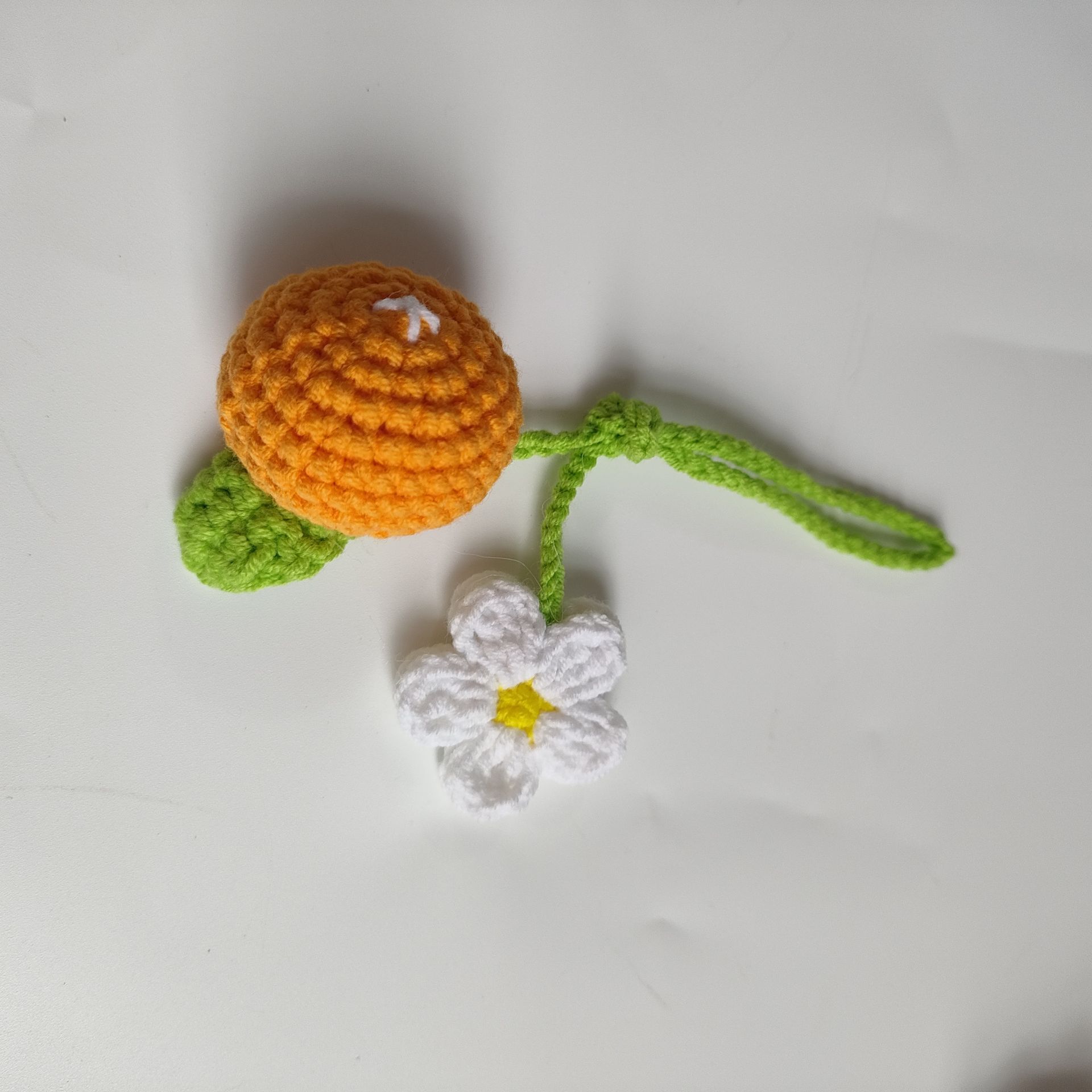 Hecho tejida a mano planta de lana bricolaje llavero girasol Camelia pequeña bolsa colgante producto terminado