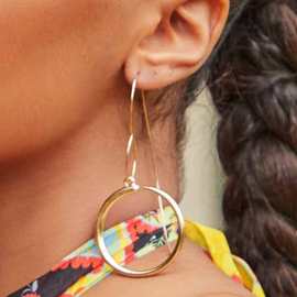 哑光磨砂质感耳环女 金色简约气质个性设计感耳圈几何时尚耳饰