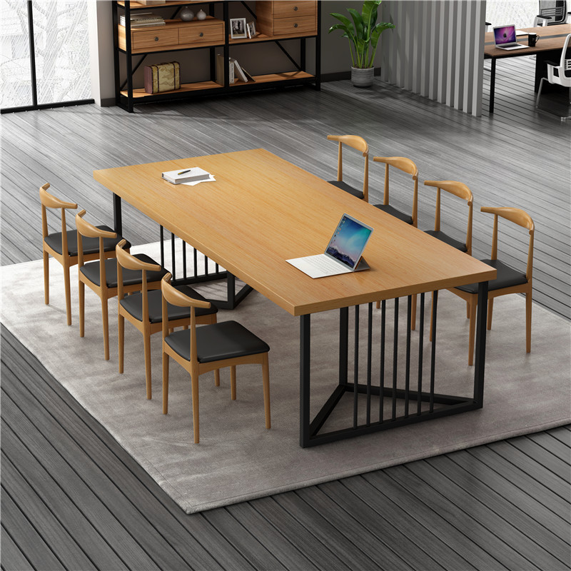 Simple Modern Solid Wood Conference Table Company Employee Training Long Table Studio School Office Desk and Chair Complete Set