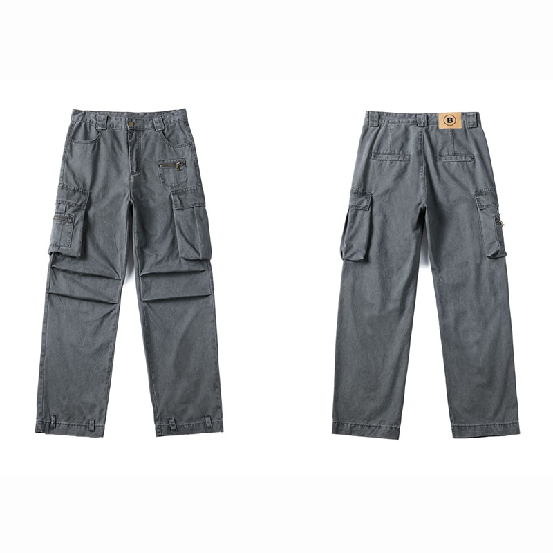 Xxbro mono americano de calle para hombre pantalones de pierna recta con múltiples bolsillos al aire libre pantalones casuales sueltos de moda ins