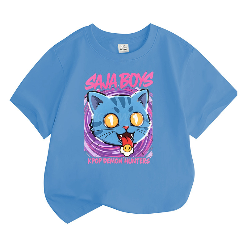 狩猟魔女グループ KPop 漫画周辺パーソナライズプリント子供半袖クロスボーダー夏ルーズラウンドネック Tシャツ|undefined