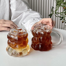 葡萄玻璃杯个性ins风咖啡杯耐热高硼硅带把牛奶拿铁杯水杯果汁杯