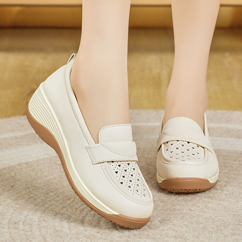 Summer New Women's Shoes Thick Sole Hole European American Fashion Korean Version Middle-aged And Elderly Mom Loafers_vogvips.com