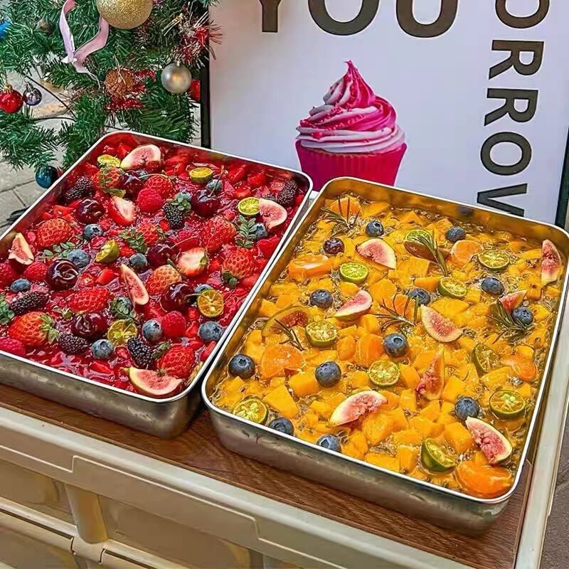 Make Tiramisu Box Square Deep Plate Special Container Dish Stainless Steel Cake Mold Iron Box Ice Powder Tray