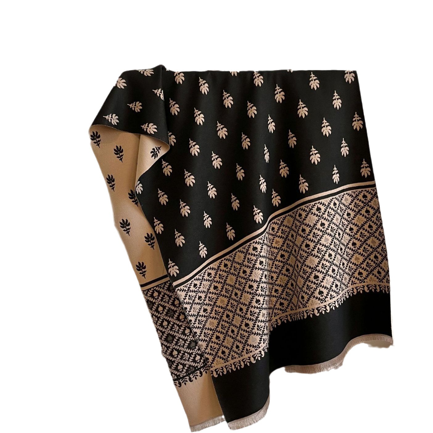 Nuevo Otoño e Invierno de doble cara de Cachemira como borla larga bufanda 2023 clásico estampado de flores engrosado chal cálido para mujeres