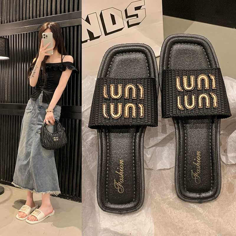 2025 новые слова плоские тапочки женская летняя мода в помещении и на изнутри