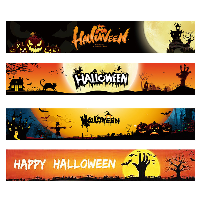 Cross-border new Halloween decoration banner flag holiday scene layout pumpkin horror atmosphere decorative background cloth 3