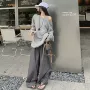 春秋露肩宽松新款卫衣