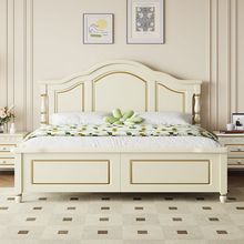 新款白色实木床现代双人主卧婚床小户型家用储物公主床