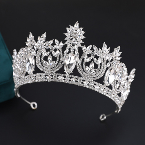 Cross-border European and American luxury bridal crown hair accessories crystal headband alloy hair crown atmospheric wedding accessories ball crown