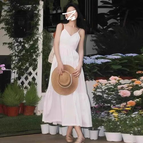 White Strap Dress for Women - Summer New Arrival, Gentle and Elegant, Unique Design, French Style, Exquisite First Love Long Dress