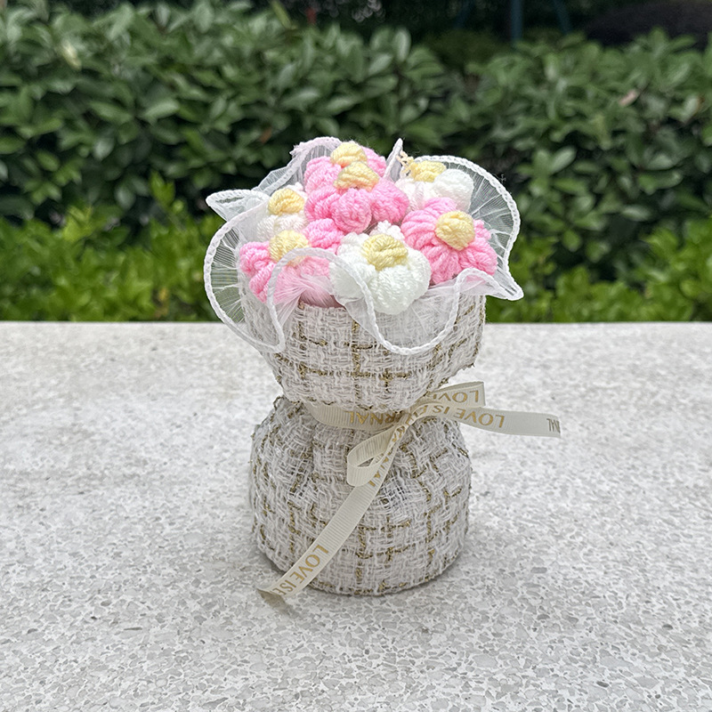 2025 Día del Maestro Regalos creativos para maestros girasol de lana tejido a mano de graduación ramo de flores terminado de San Valentín