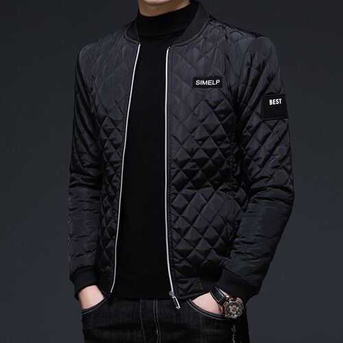 Autumn/Winter Cotton Jacket Korean Style Blue New Thin Short Baseball Coat Fashion Jacket Lightweight Outerwear