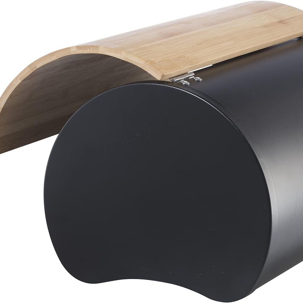 Venta caliente caja de pan de bambú caja de almacenamiento de bocadillos minimalista moderna olla de almacenamiento de cocina caja de pan redonda