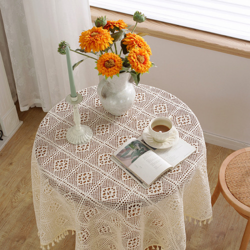 American pastoral crochet cover tablecloth woven tablecloth hollow tablecloth tablecloth piano towel photography prop tablecloth