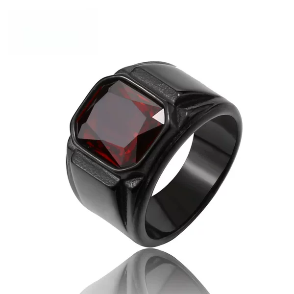 beier new stainless steel electroplated gemstone ring wholesale European and American retro men's titanium steel ring hand jewelry