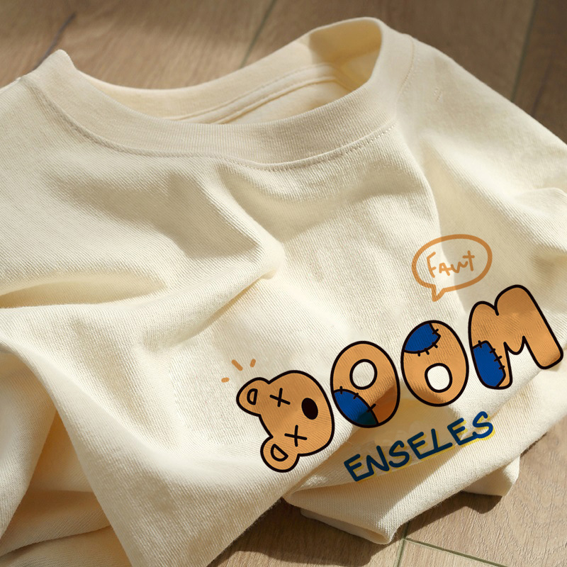 American Cotton Shoulder Short-sleeved T-shirt Women's 2025 Summer New plus size Loose Base Shirt Half-sleeved T-shirt Top