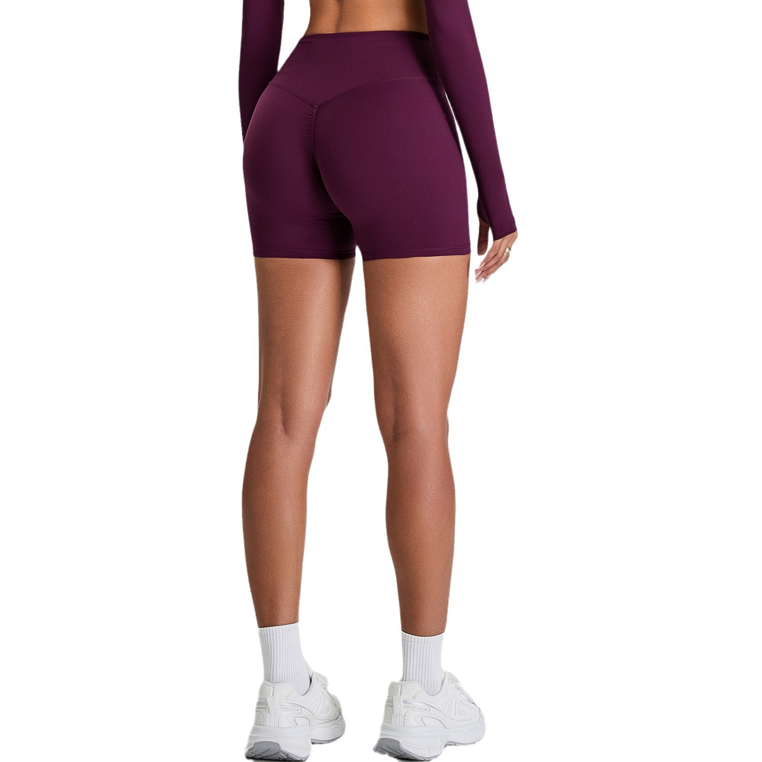 Nuevos pantalones cortos de yoga de cintura alta y abdomen cepillados transfronterizos, pantalones cortos deportivos de cadera de melocotón, pantalones deportivos de secado rápido