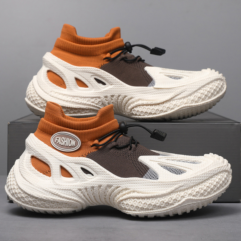 Autumn New Trendy Shoes, Casual Shoes, Sports Shoes, Fashionable Korean Style Casual Men's Lace-Up Mesh Men's Shoes Wholesale Dad Shoes