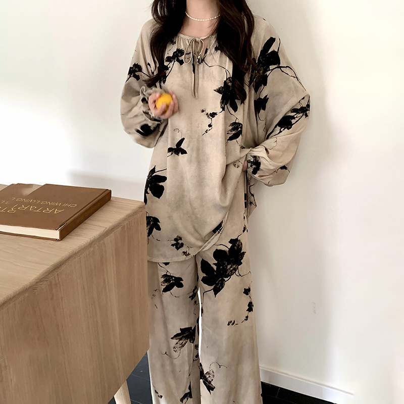 厂家直销睡衣女绵绸薄款家居服可外穿加肥加大200斤可穿棉绸套装|undefined