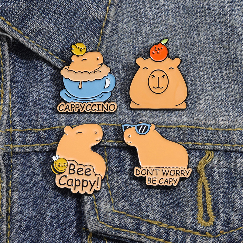 Cute Pin Capybara Alloy Stoving Varnish Unisex Brooches display picture 4