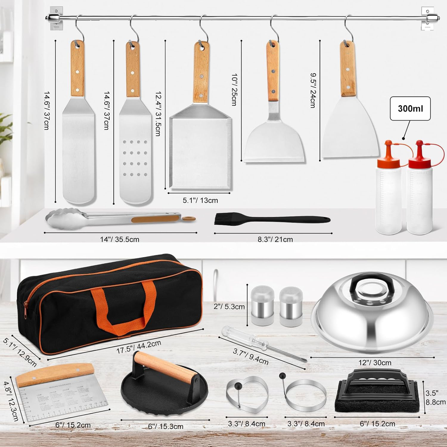 Amazon Hot Sale Cross-Border Acero inoxidable Set de herramientas de barbacoa de hierro de cocina de barbacoa de cocina