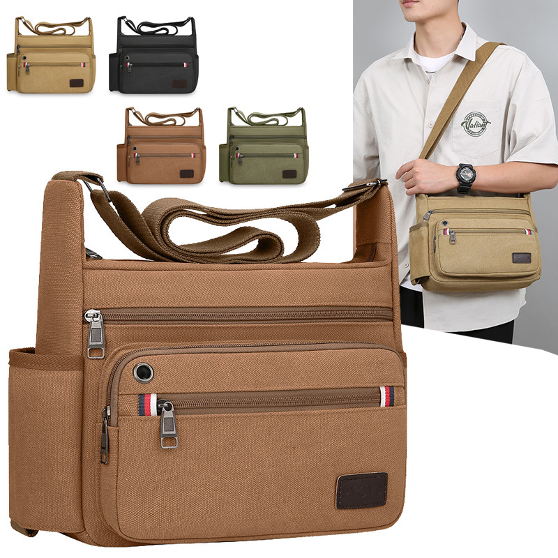 Nuevo bolso de lona multicapa transfronterizo Bolso bandolera de viaje de ocio de gran capacidad Bolso de hombre de almacenamiento multifuncional