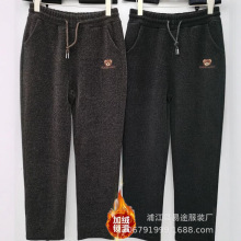冬款中老年女士金貂绒弹力妈妈裤抽绳松紧毛尼加绒保暖小脚休闲裤