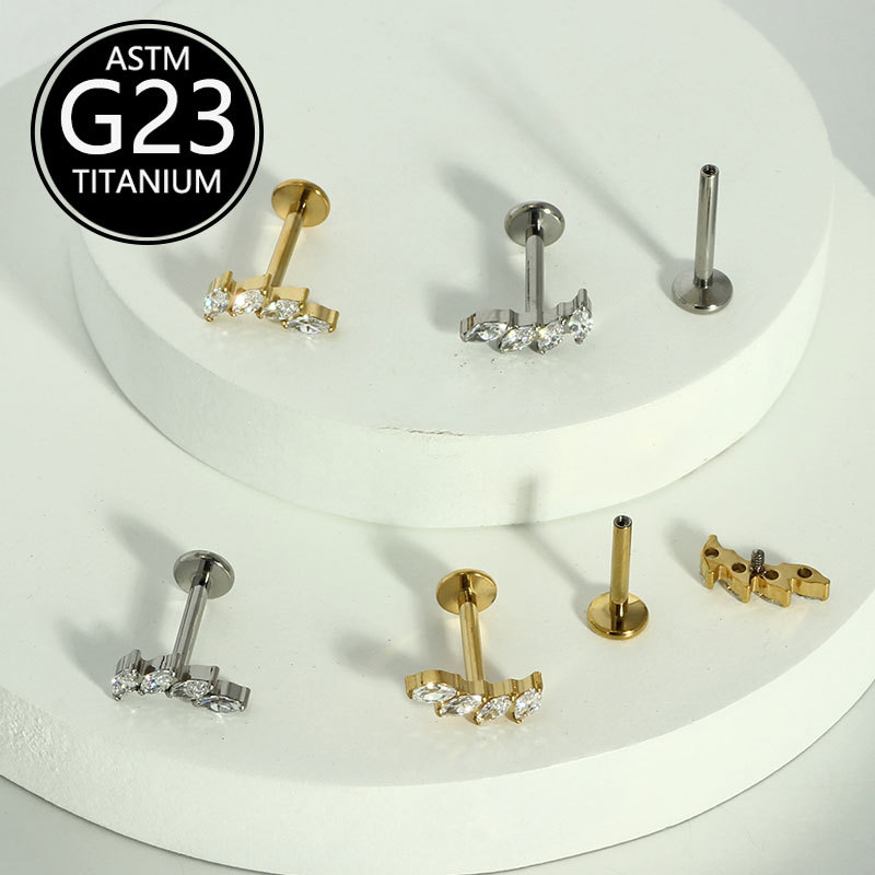 Labret piercing jewelry detail image