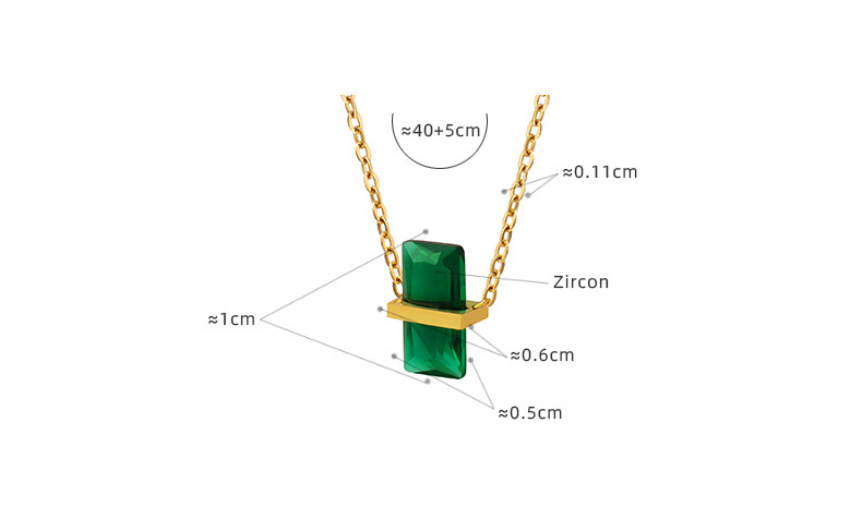 Simple Style Square Titanium Steel Plating Zircon Pendant Necklace