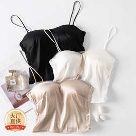 春夏新款真丝抹胸吊带轻奢抹胸款桑蚕丝吊带小背心内衣批发
