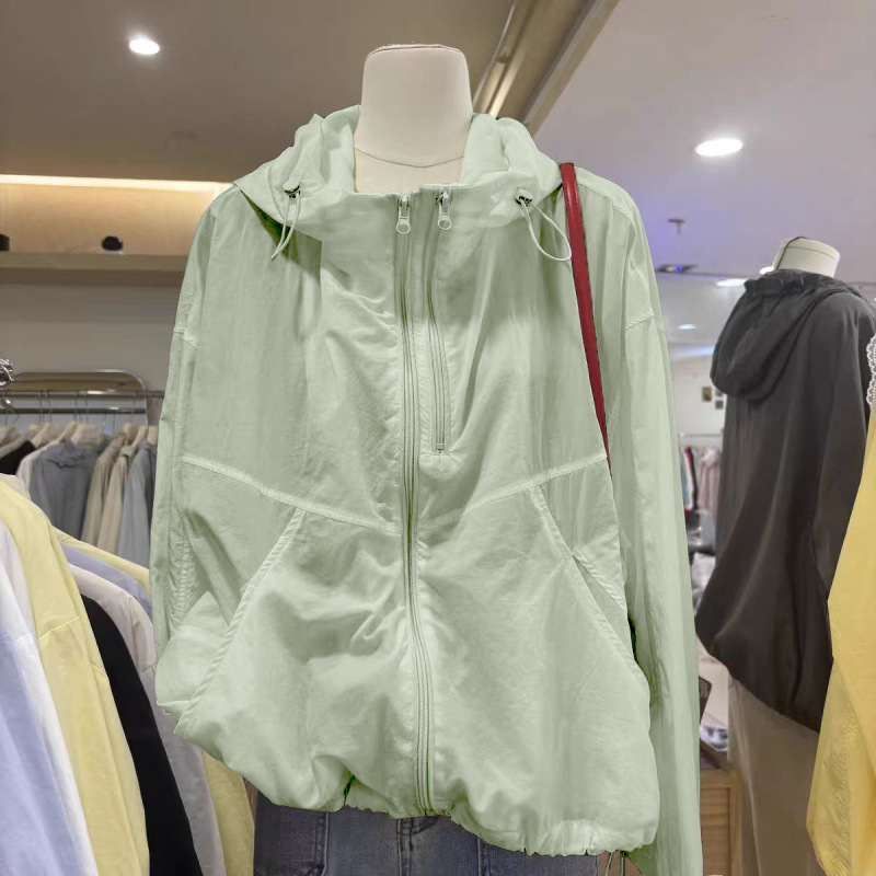 夏季新季宽松双拉链防晒衣女单层薄款连帽冲锋衣轻薄外套女防晒服|undefined