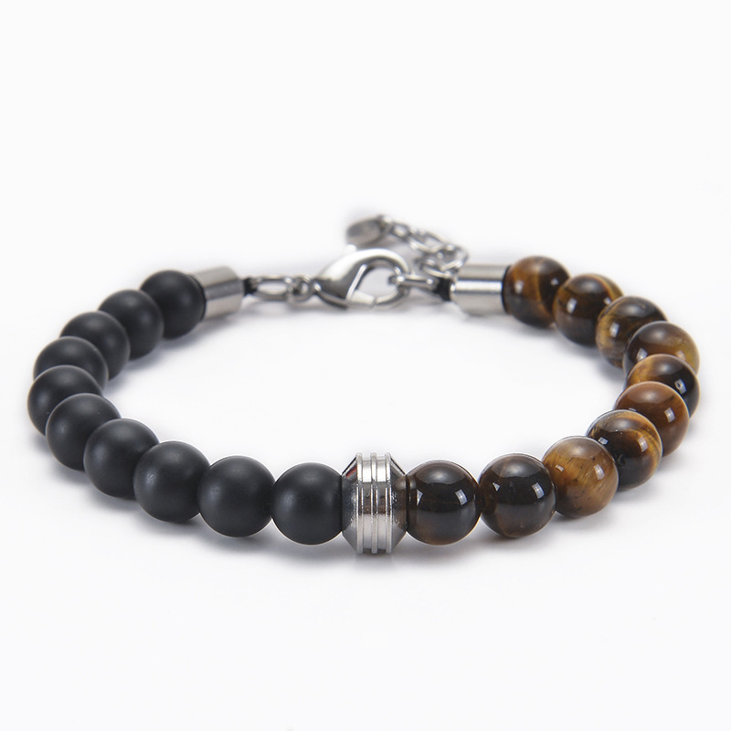 Elegant Simple Style Geometric 201 Stainless Steel Natural Stone Unisex Bracelets display picture 9