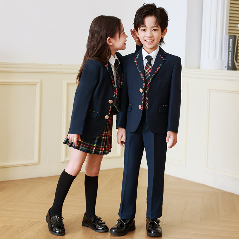 Estilo británico uniforme de escuela primaria traje de niños JK uniforme traje de Niña estudiante de secundaria clase uniforme vestido de primavera y otoño ropa