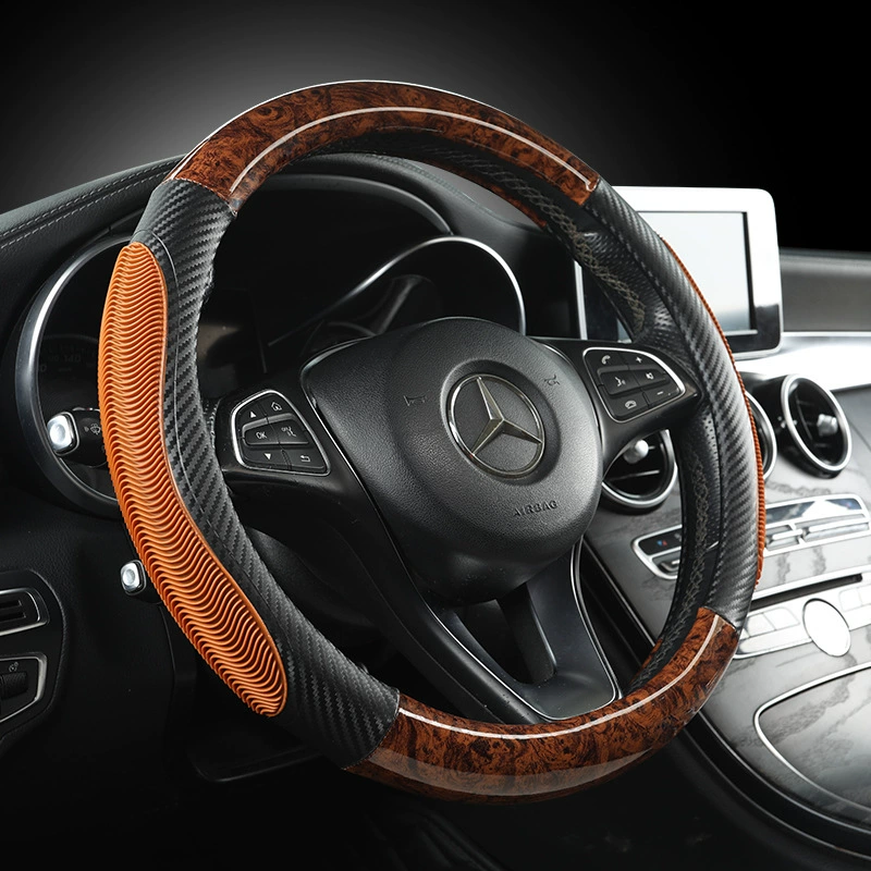 Новый чехол на руль автомобиля четыре сезона универсальный Хрустальный персиковый Деревянный чехол из углеродного волокна с нескользящей трансграничной внутренней ручкой оптом