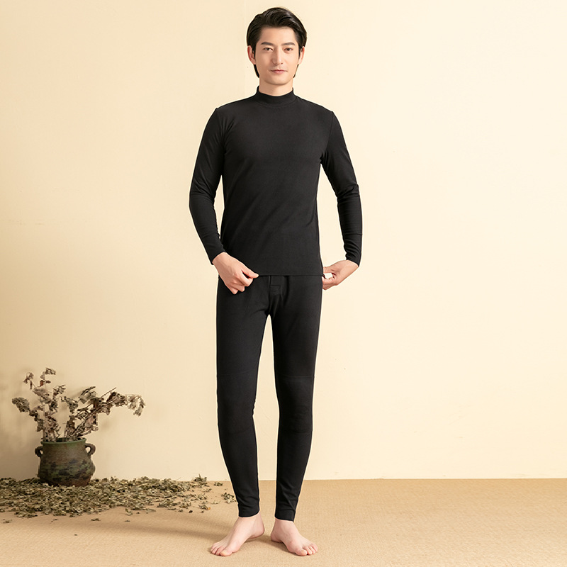 Bộ đồ lót giữ nhiệt nam lót nhung lông cừu dày ấm — Xám đậm
