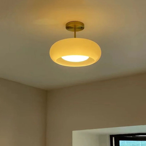 Japanese Retro Balcony Entrance Nordic Brass Ceiling Lamp Mid-Century Bauhaus Corridor Hallway Closet Lighting 