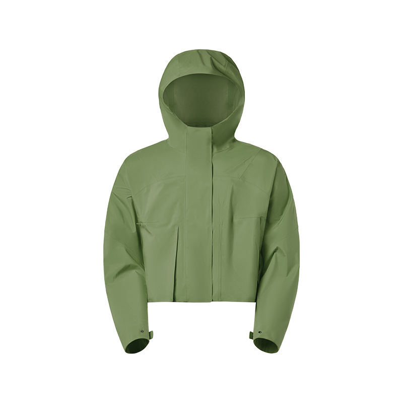 Moda caliente impermeable a prueba de viento transpirable ropa de asalto de sellado térmico para mujeres caminando acampando ropa corta al aire libre con capuz