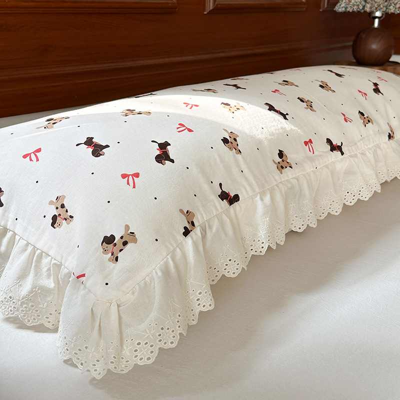 Algodón de doble hilo doble larga funda de almohada de 1.5m todo el algodón funda de almohada estilo coreano pareja alargada funda de almohada interior image 9