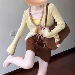 韩系甜美风针织开衫上衣女2025秋季款小个子修身显瘦半身裙套装女