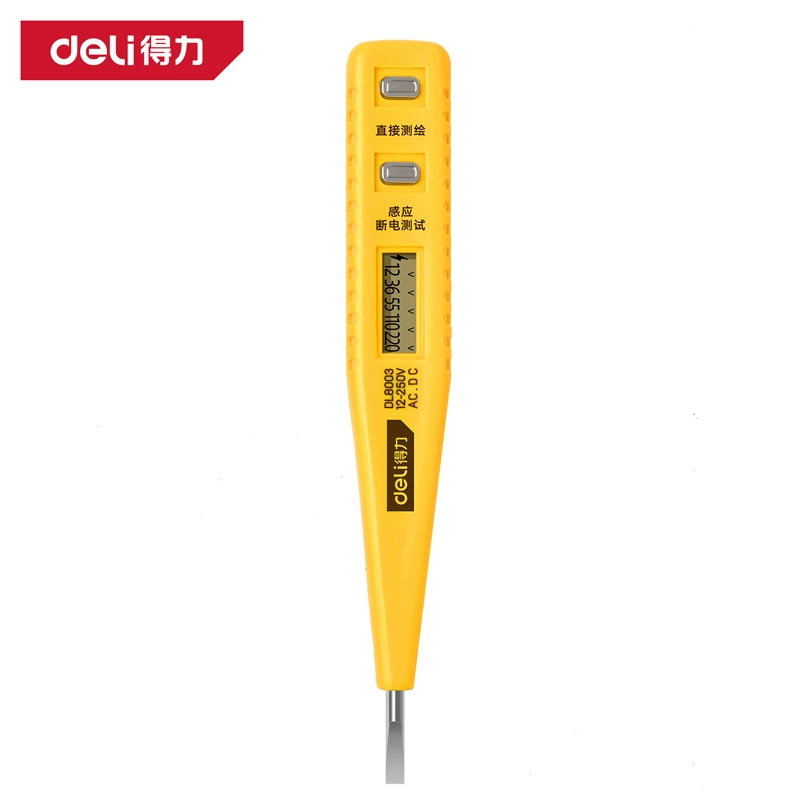 Deli Tool DL8003 цифровой дисплей электрическая Ручка тест электрическая ручка электрик отвертка 12-250 В