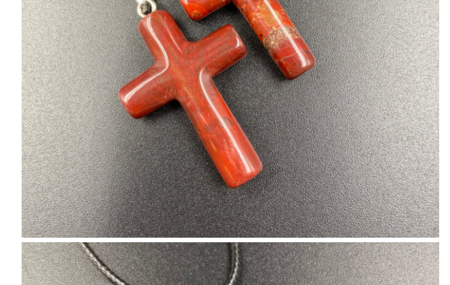 Retro Cross Natural Stone Pink Crystal Handmade Pendant Necklace 1 Piece