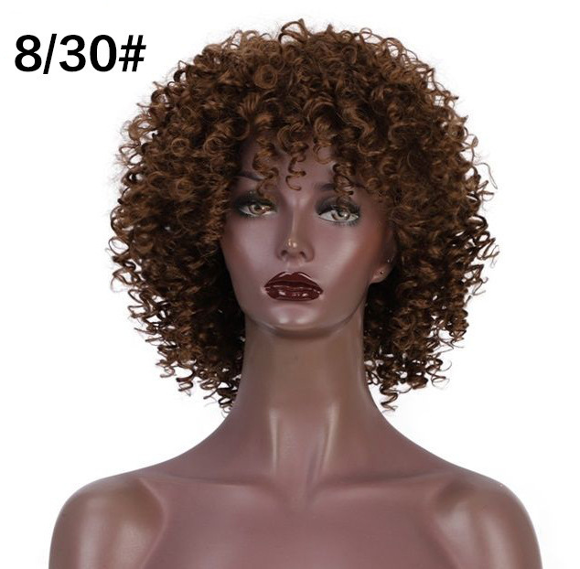 África comercio exterior explosivo cabeza pequeña pelucca damas corta cabeza negra pequeña pelucca Curly Afro Wig